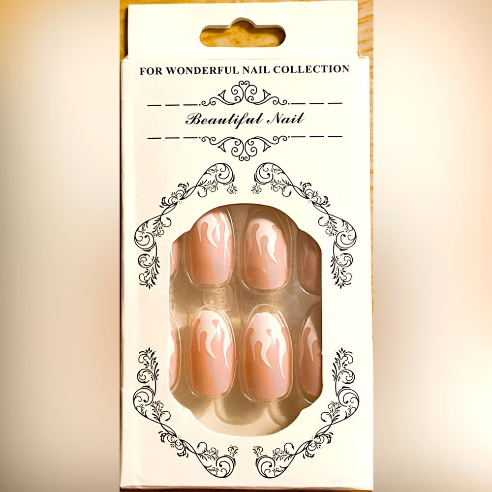 Pink flame press on nails